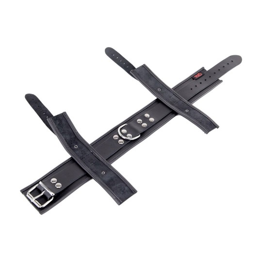 LEATHER NECK AND HAND RESTRAINTS - BLACK