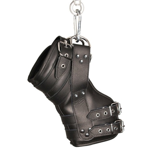 DELUXE SET OF 2 LEATHER LEG HANGERS - BLACK