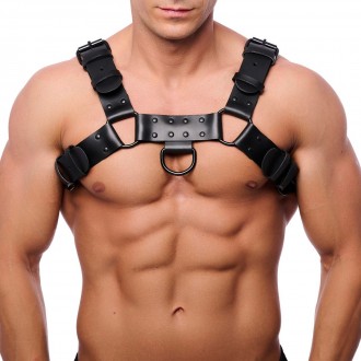 BULLDOG LEATHER HARNESS - BLACK