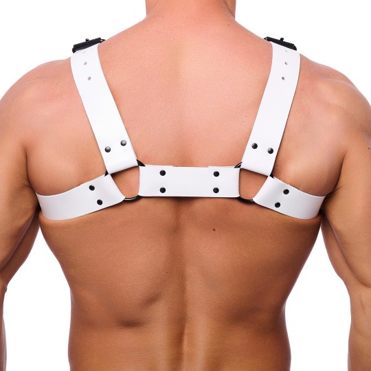 BULLDOG LEATHER HARNESS - WHITE