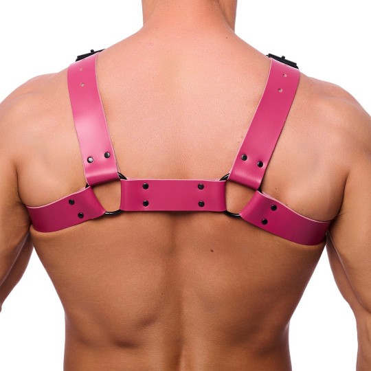 BULLDOG LEATHER HARNESS - PINK