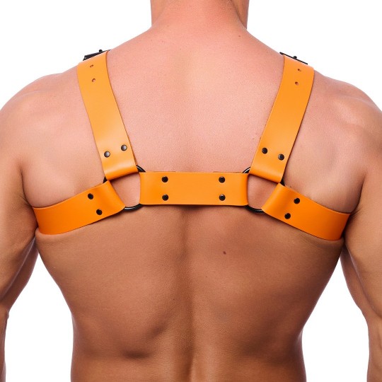 BULLDOG LEATHER HARNESS - ORANGE