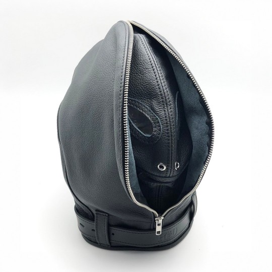 SENSORIAL LEATHER BALACLAVA - BLACK