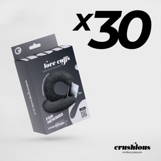 PACK OF 30 LOVE CUFFS FURRY HANDCUFFS CRUSHIOUS BLACK