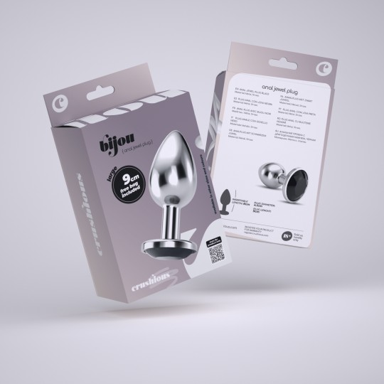 PLUG ANAL JOIA BIJOU PRETO GRANDE CRUSHIOUS COM BOLSA AVELUDADA GRÁTIS