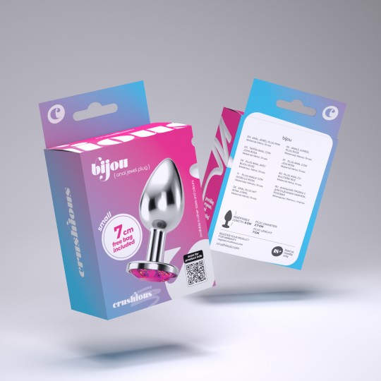 PACK DE 48 PLUG ANAL JOIA BIJOU ROSA PEQUENO CRUSHIOUS COM BOLSA AVELUDADA GRÁTIS