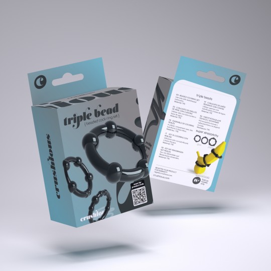 ENSEMBLE D’ANNEAUX DE PÉNIS TRIPLE BEAD NOIRS CRUSHIOUS