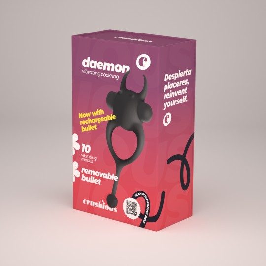 CRUSHIOUS DAEMON COCKRING WITH RECHARGEABLE VIBRATING BULLET BLACK