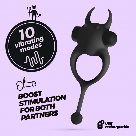 DAEMON ANNEAU PÉNIS AVEC VIBROMASSEUR RECHARGEABLE NOIR CRUSHIOUS