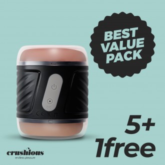 PACK 5 + 1 GRATUIT MASTURBATEUR À DOUBLE ENTRÉE ET VIBRATION DUNK CRUSHIOUS
