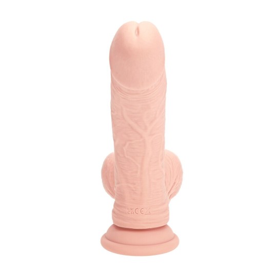 DUAL DENSITY RECHARGEABLE LIQUID SILICONE VIBRATOR - CURVED WITH WEIGHTED BALLS - 6 / 15 CM - FLESH