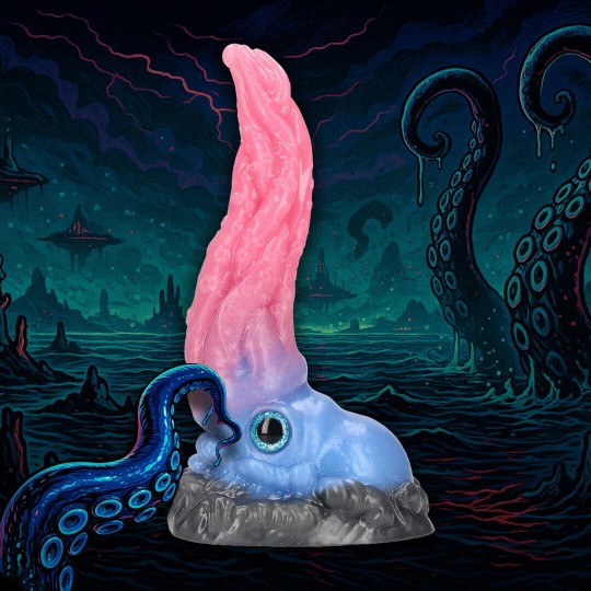 GODE MONSTER EN SILICONE KRAKEN'S LICK BLEU/ROUGE OUCH!