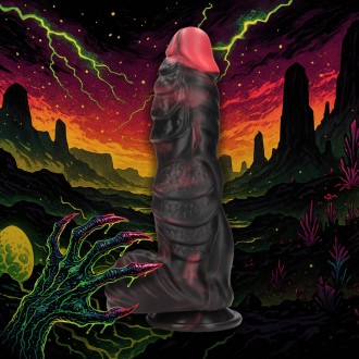 INFERNAL DEMON - SILICONE DILDO - RED/BLACK