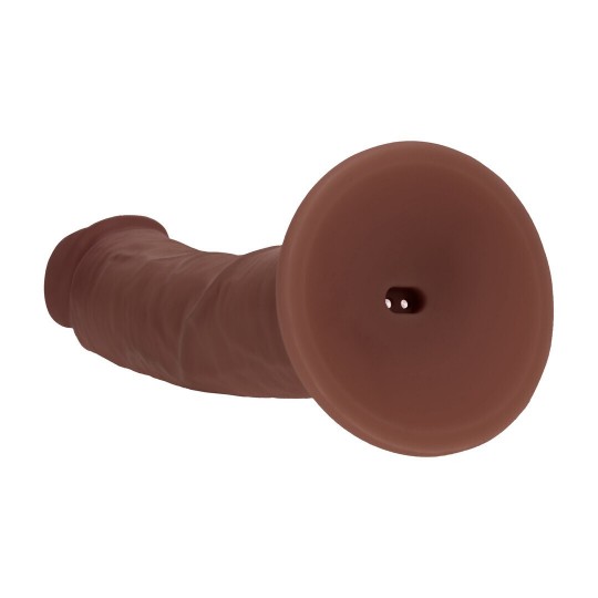 DUAL DENSITY SILICONE CURVED REALISTIC VIBRATING DILDO WITH SUCTION CUP - 8 / 20,3 CM - BROWN