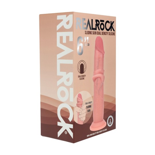 DUAL DENSITY SILICONE REALISTIC SLIDING SKIN DILDO - 6 / 15,5 CM - FLESH