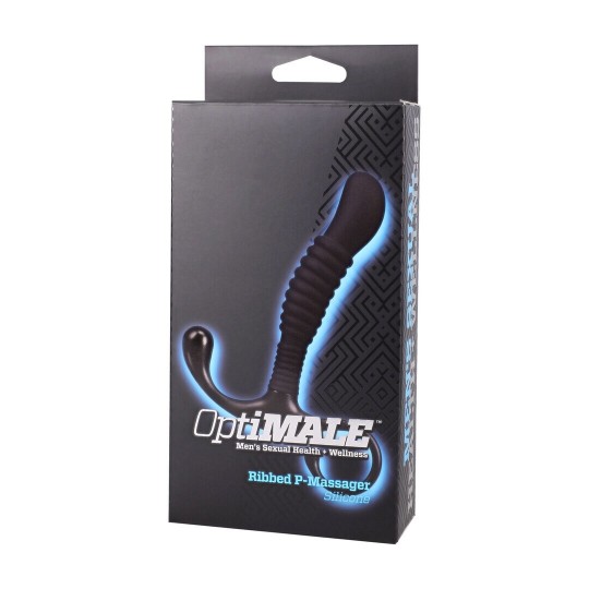 RIBBED SILICONE PROSTATE MASSAGER - BLACK