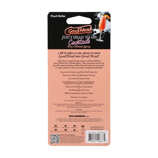JUICY HEAD - COCKTAILS - DRY MOUTH SPRAY TO-GO - PEACH BELLINI - 0.3 FL OZ / 9 ML