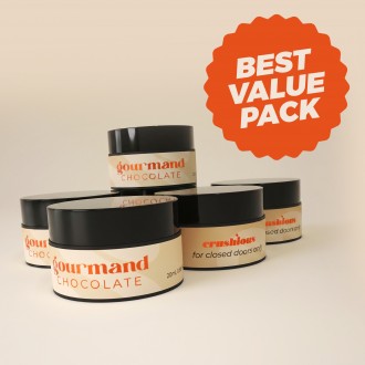 5ER-PACK + 1 GRATIS GOURMAND-MASSAGEKERZE MIT PHEROMONEN UND SCHOKOLADENDUFT 20 ML CRUSHIOUS