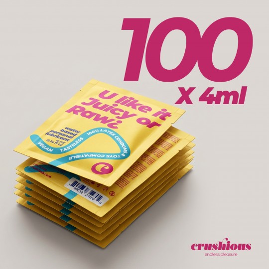 PACK DE 100 SAQUETAS DE LUBRIFICANTE À BASE DE ÁGUA 4 ML CRUSHIOUS