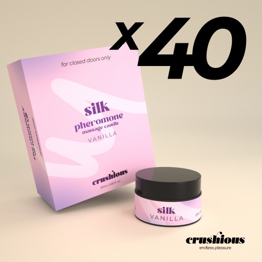 CONFEZIONE DA 40 CANDELA DA MASSAGGIO SILK CON FEROMONI E PROFUMO DI VANIGLIA 20 ML CRUSHIOUS