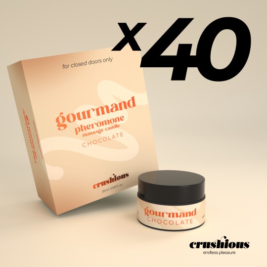 PACK DE 40 VELA DE MASAJE GOURMAND CON FEROMONAS Y AROMA A CHOCOLATE 20 ML CRUSHIOUS