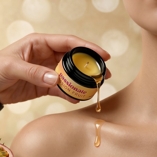VELA DE MASSAGEM PASSIONATE COM FEROMONAS E AROMA A MARACUJÁ 20ML CRUSHIOUS