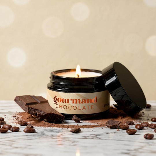 VELA DE MASSAGEM GOURMAND COM FEROMONAS E AROMA A CHOCOLATE 20ML CRUSHIOUS