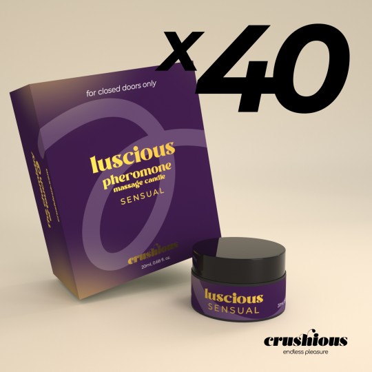 УПАКОВКА ИЗ 40 ШТ. МАССАЖНАЯ СВЕЧА LUSCIOUS С ФЕРОМОНАМИ И ЧУВСТВЕННЫМ АРОМАТОМ 20 МЛ CRUSHIOUS
