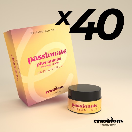 УПАКОВКА ИЗ 40 ШТ. МАССАЖНАЯ СВЕЧА PASSIONATE С ФЕРОМОНАМИ И АРОМАТОМ МАРКУЮ 20 МЛ CRUSHIOUS