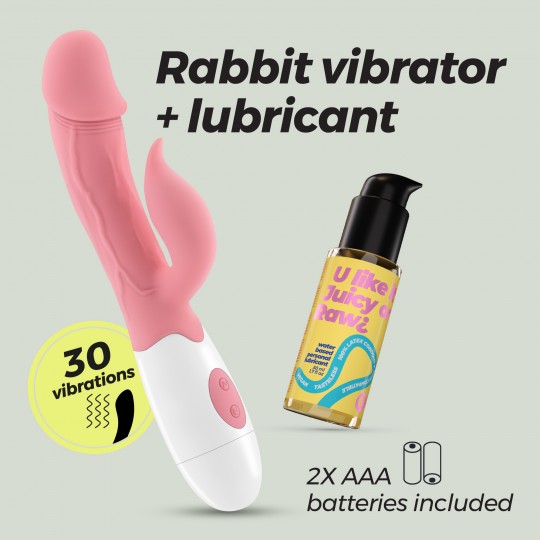 VIBRATORE CON STIMOLATORE CLITORIDEO MOCHI ROSA E LUBRIFICANTE A BASE D'ACQUA INCLUSO CRUSHIOUS
