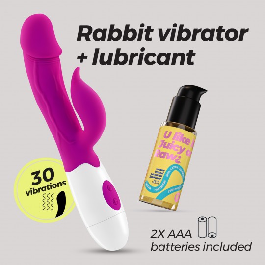 VIBROMASSEUR RABBIT MOCHI VIOLET ET LUBRIFIANT À BASE D’EAU INCLUS CRUSHIOUS