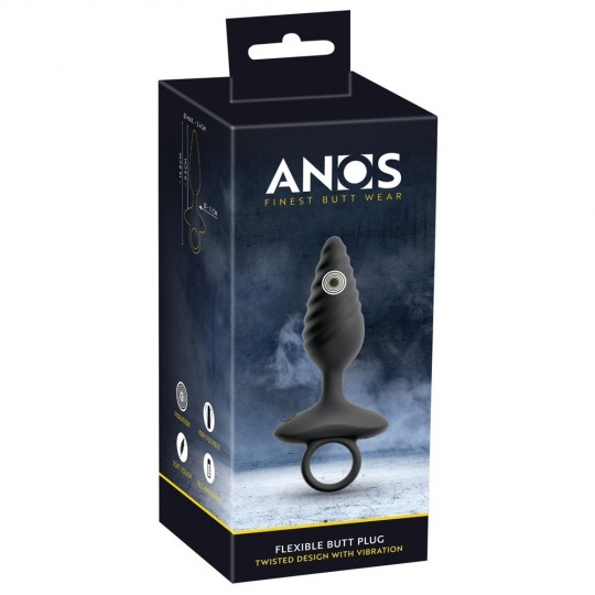 FLEXIBLE BUTT PLUG TWISTED DESIGN WITH VIBRATIONS
