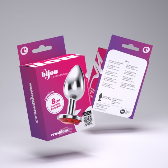 PLUG ANAL JOIA BIJOU VERMELHO MÉDIO CRUSHIOUS COM BOLSA AVELUDADA GRÁTIS