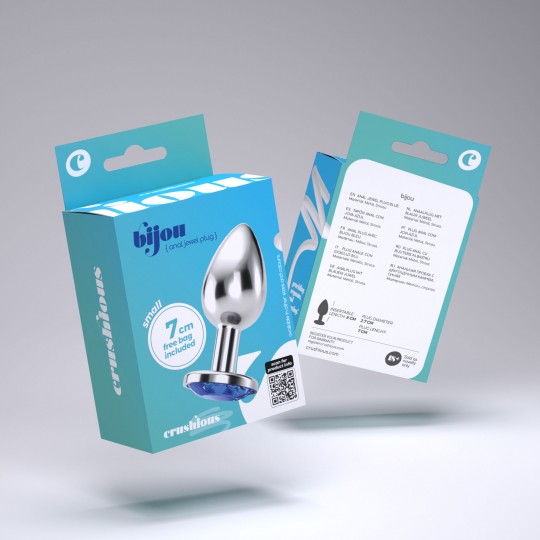 PLUG ANAL JOYA BIJOU AZUL PEQUEÑO CRUSHIOUS CON BOLSA ATERCIOPELADA GRATIS