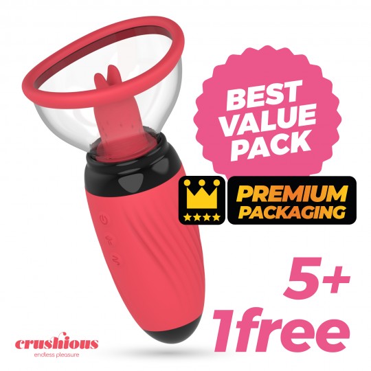 5 + 1 GRATUITO SCARLET STIMOLATORE RICARICABILE A POMPA VULVARE CRUSHIOUS