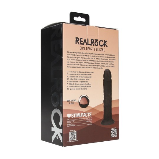 DUAL DENSITY SILICONE CURVED REALISTIC DILDO WITH SUCTION CUP - 6 / 15,5 CM - BLACK