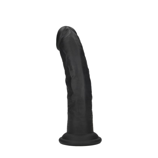 DUAL DENSITY SILICONE CURVED REALISTIC DILDO WITH SUCTION CUP - 6 / 15,5 CM - BLACK