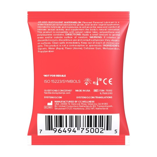 H2O - SUCCULENT WATERMELON - WATERBASED LUBRICANT - 0.17 FL OZ / 5 ML - SACHET