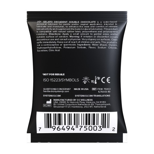 GELATO - DECADENT DOUBLE CHOCOLATE - WATERBASED LUBRICANT - 0.17 FL OZ / 5 ML - SACHET
