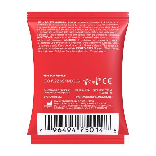 H2O - STRAWBERRY KISSES - WATERBASED LUBRICANT - 0.17 FL OZ / 5 ML - SACHET