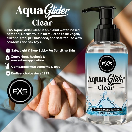 EXS AQUAGLIDER CLEAR - WATERBASED LUBRICANT - 8.4 FL OZ / 250 ML
