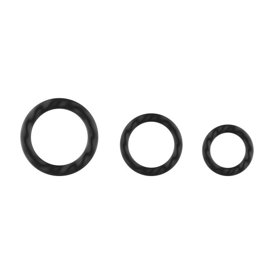 SILICONE COCK RING SET - 23 CM - 30 CM - 37 CM - BLACK