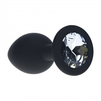 INTERCHANGEABLE DIAMOND ROUND BUTT PLUG - SMALL - BLACK