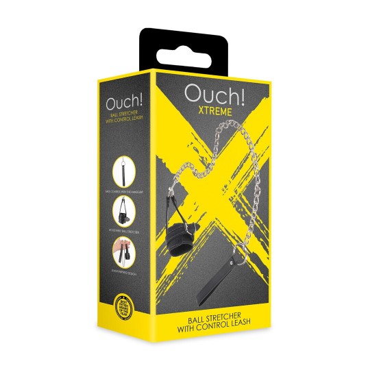 BALL STRETCHER WITH CONTROL LEASH - BLACK/SILVER
