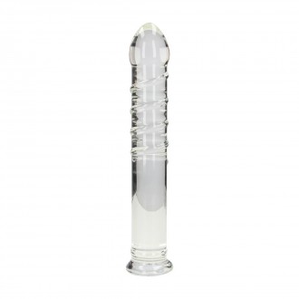 GLASS RINGED DILDO - XTRA LARGE - CLEAR