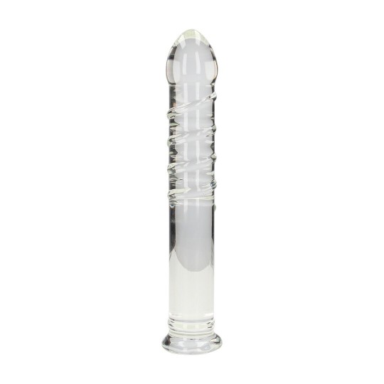 GLASS RINGED DILDO - XTRA LARGE - CLEAR