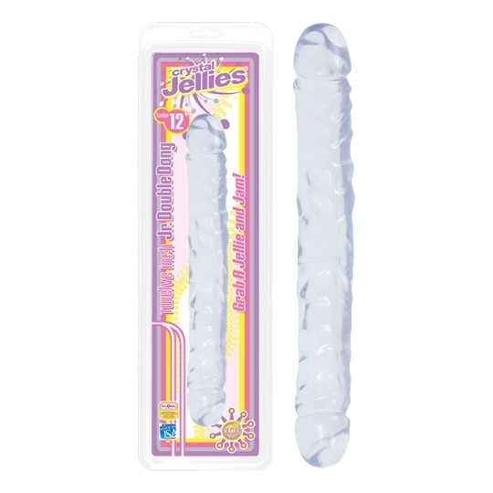 DILDO DUPLO JR. DOUBLE DONG 12&#039;&#039; TRANSPARENTE