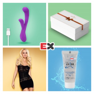 CAIXA PRESENTE COM VIBRADOR RECARREGÁVEL ORCHID ROXO E OFERTA DE CAMISA DE NOITE BISQUELLA S/M + LUBRIFICANTE JUST GLIDE 20 ML 