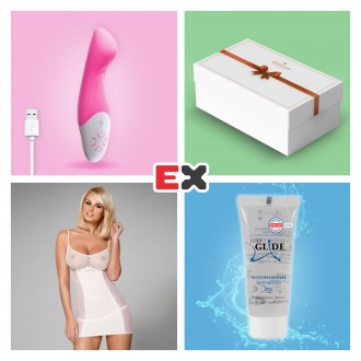 GIFT BOX WITH MAGENTA TOUCH SIDE RECHARGEABLE VIBRATOR AND OFFER OF 843-CHE CHEMISE L/XL + JUST GLIDE LUBRICANT 20 ML