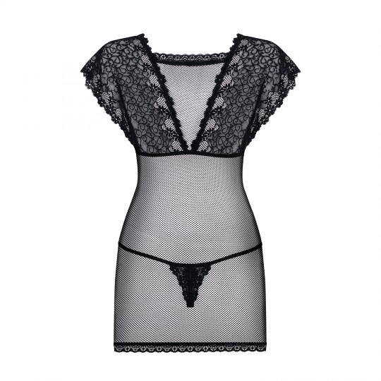 CAMISA DE NOITE E TANGA 821-CHE OBSESSIVE PRETA